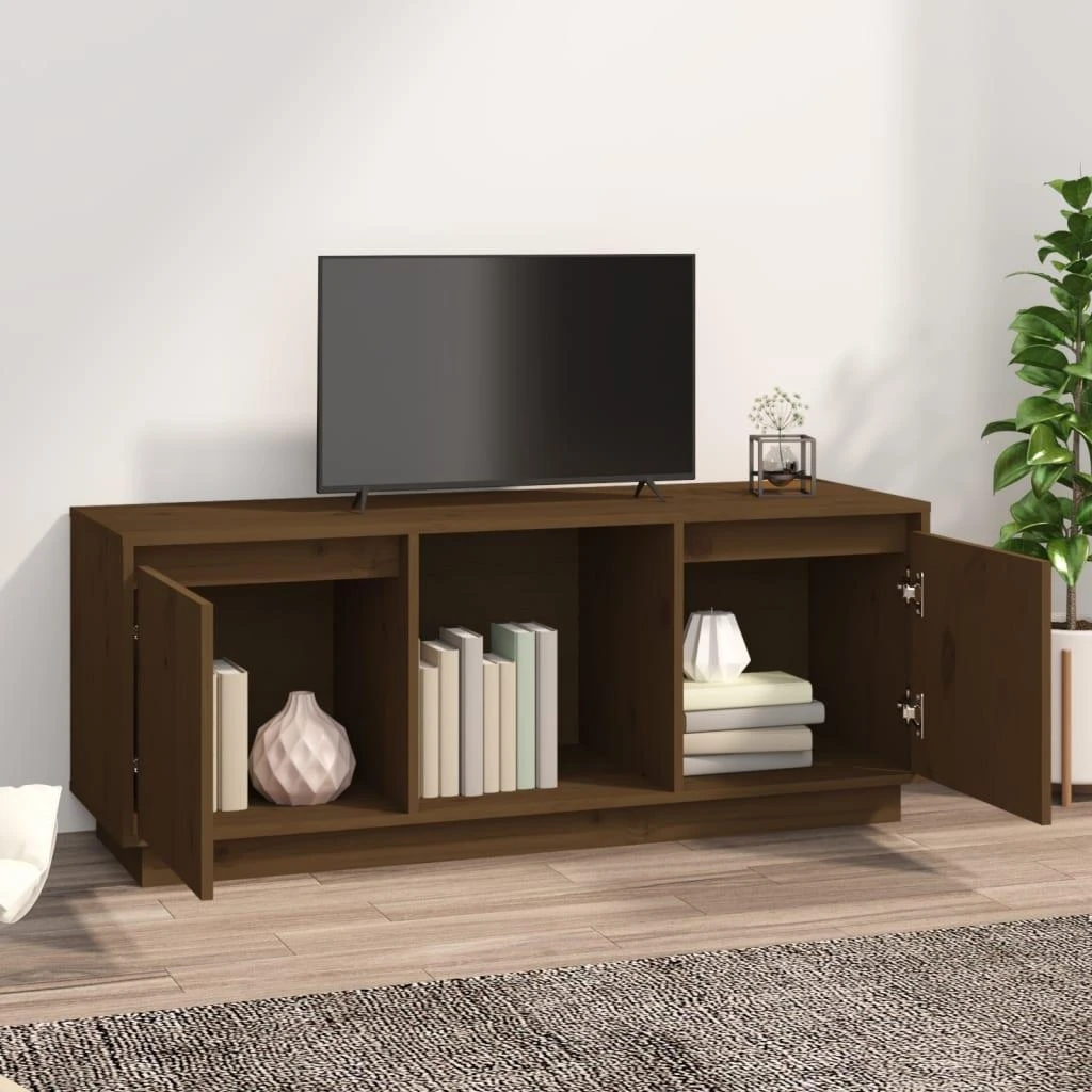 TV staliukas Televizoriaus spintelė, medaus ruda, 110,5x35x44cm, pušis