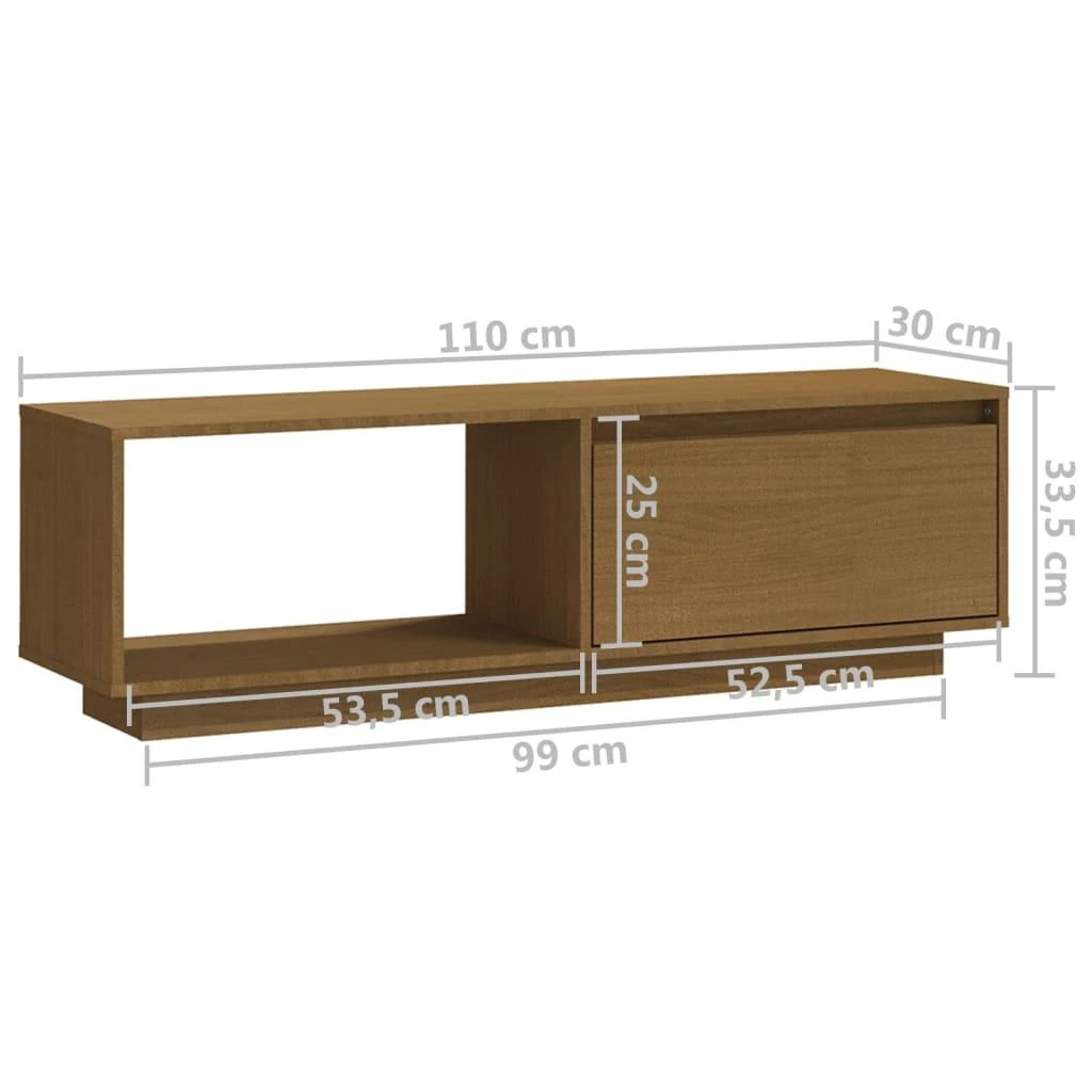 TV staliukas Televizoriaus spintelė, medaus ruda, 110x30x33,5cm, pušis