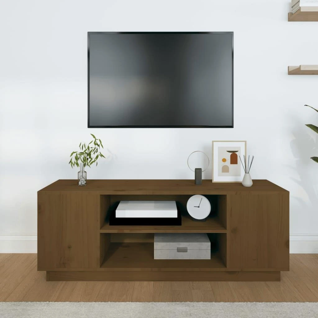 TV staliukas Televizoriaus spintelė, medaus ruda, 110x35x40,5cm, pušis