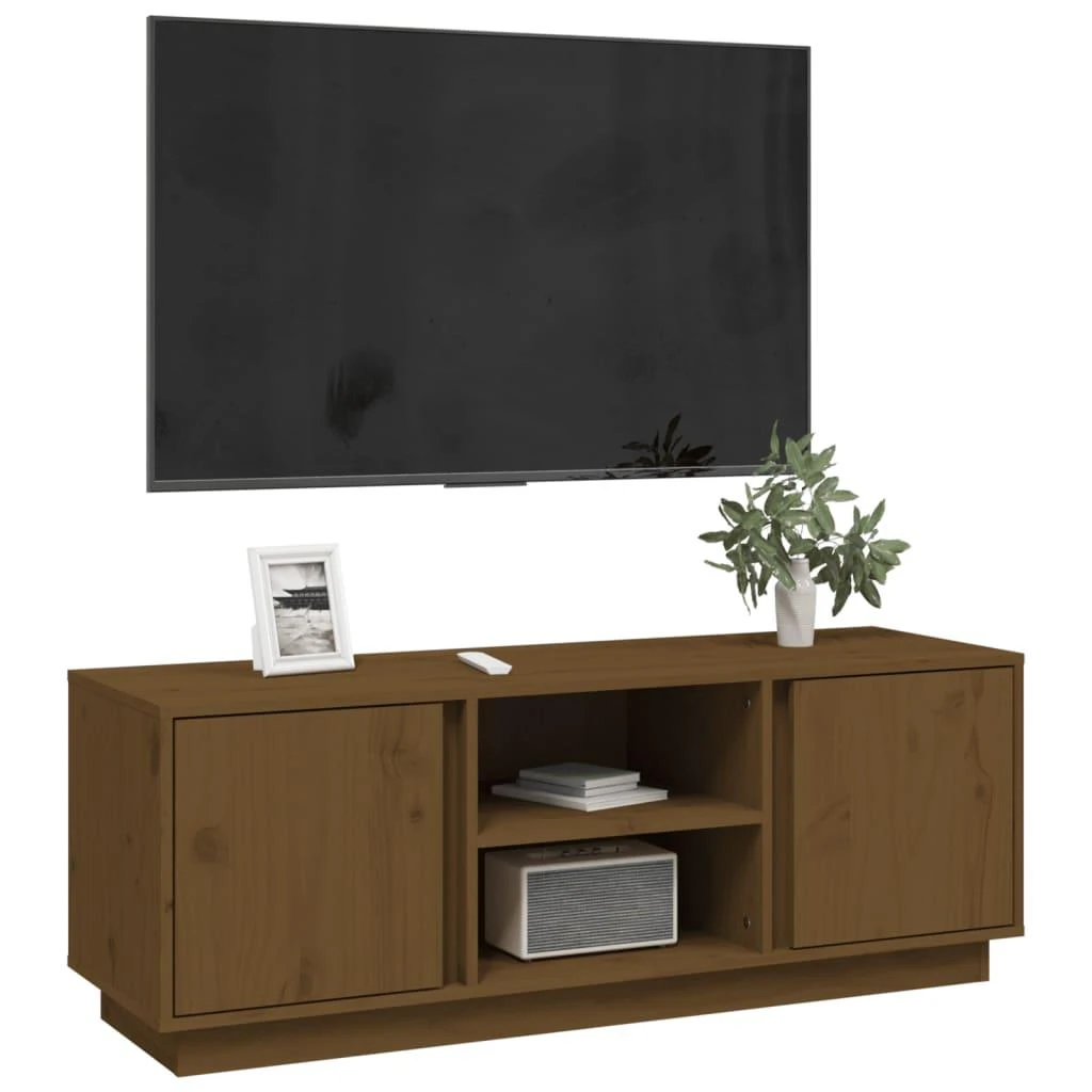 TV staliukas Televizoriaus spintelė, medaus ruda, 110x35x40,5cm, pušis