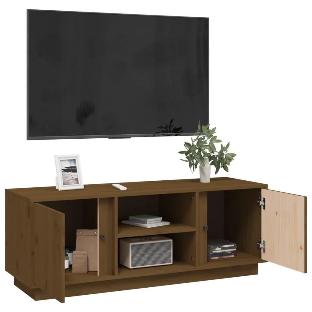TV staliukas Televizoriaus spintelė, medaus ruda, 110x35x40,5cm, pušis