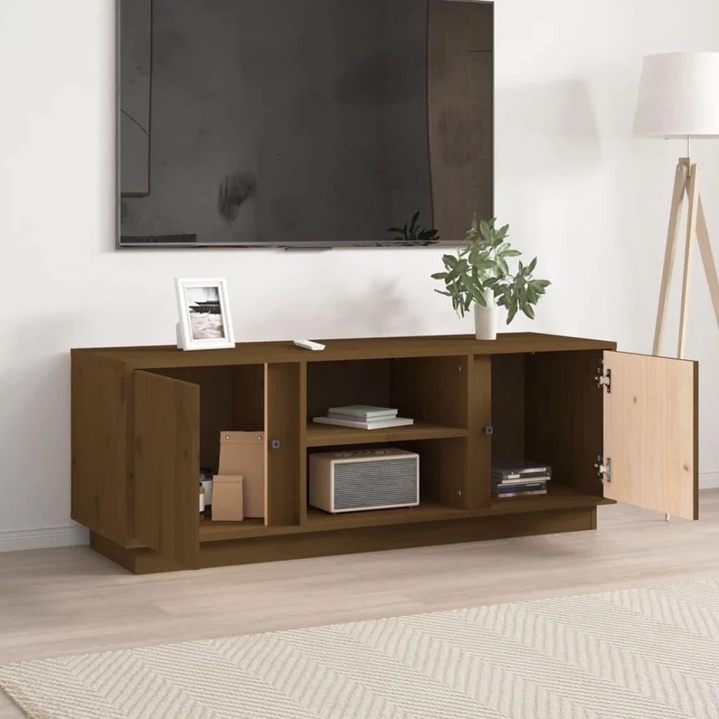 TV staliukas Televizoriaus spintelė, medaus ruda, 110x35x40,5cm, pušis