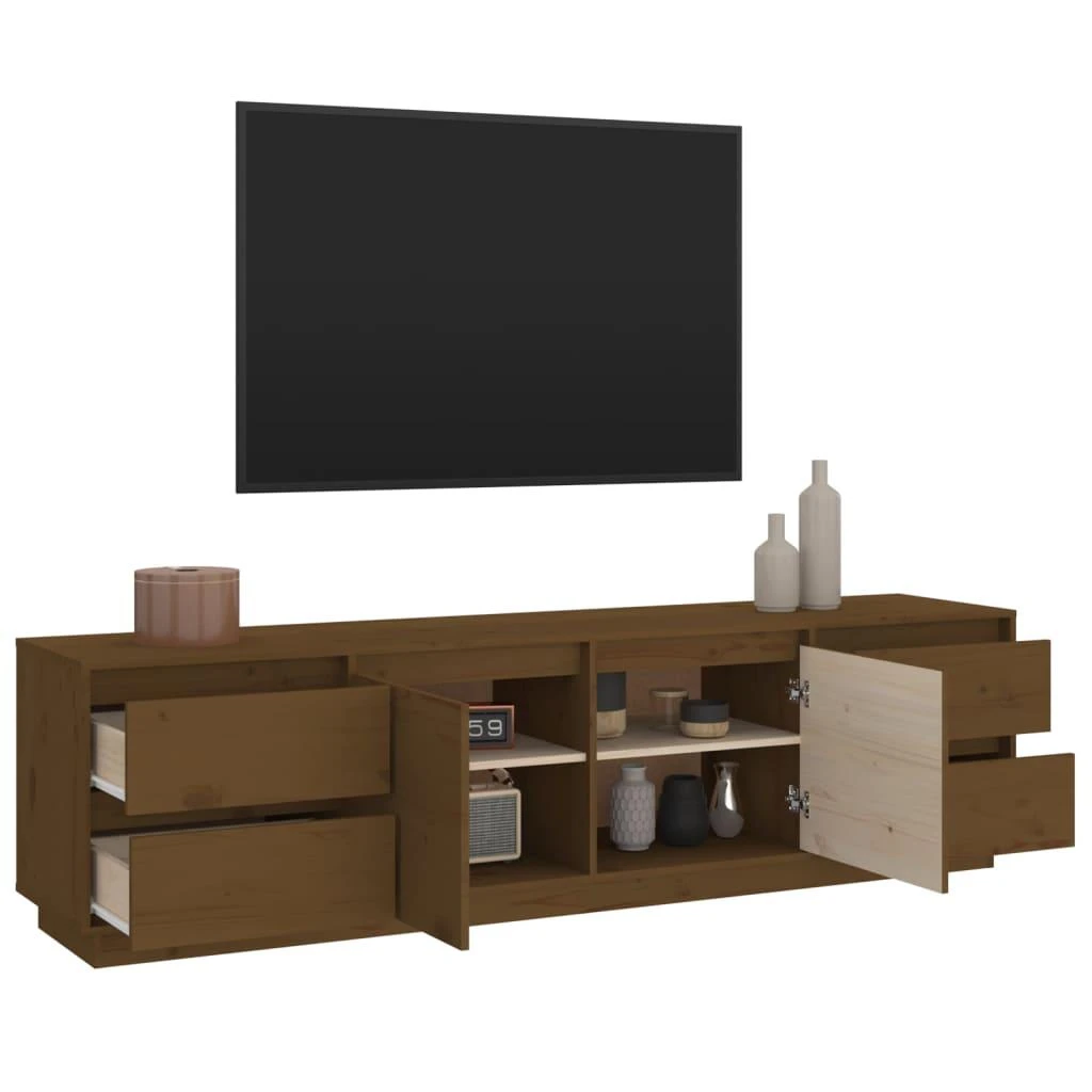 TV staliukas Televizoriaus spintelė, medaus ruda, 176x37x47,5cm, pušis