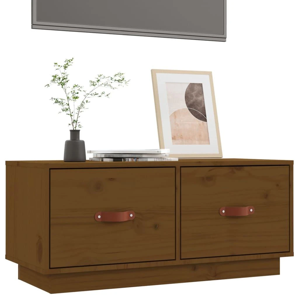 TV staliukas Televizoriaus spintelė, medaus ruda, 80x34x35cm, pušies masyvas