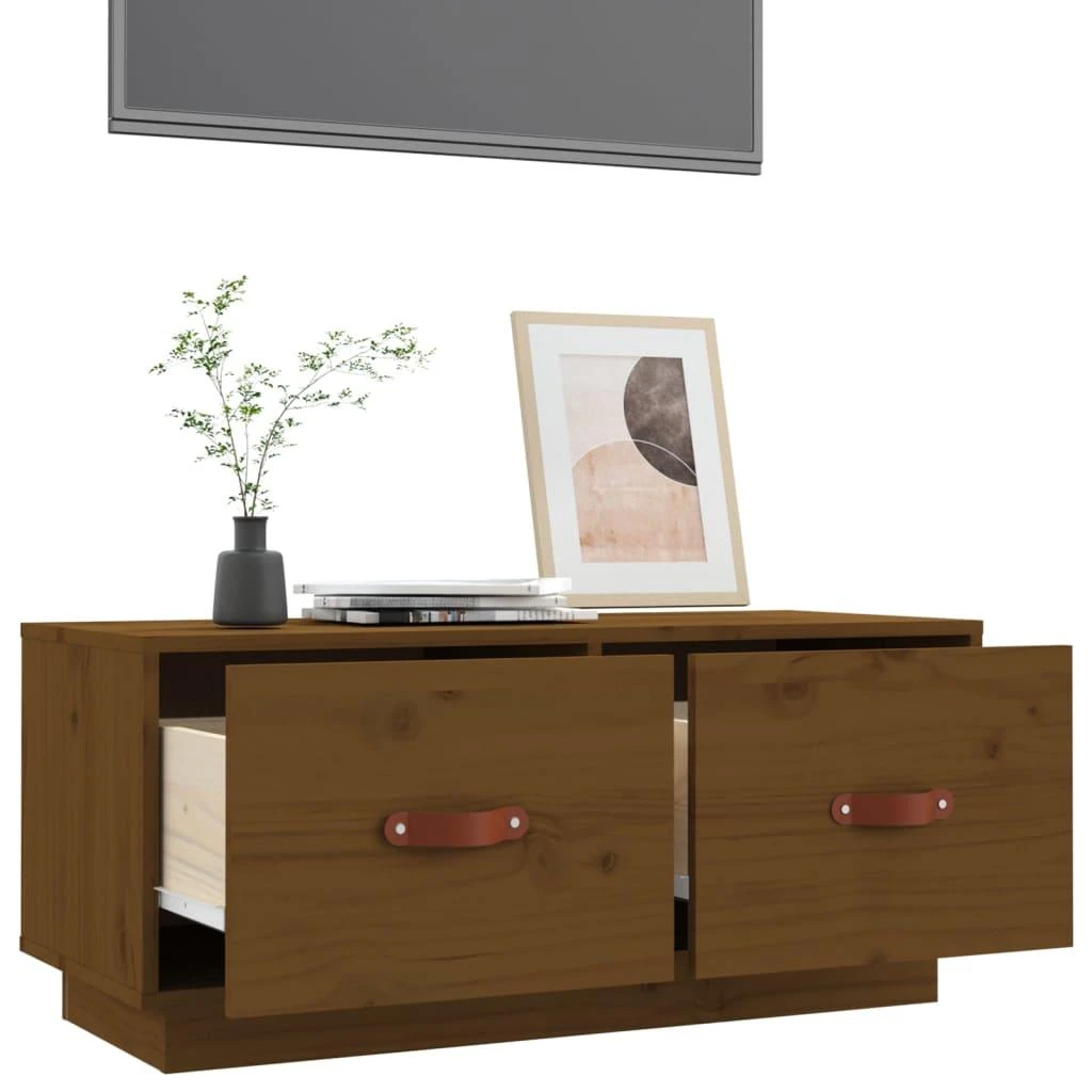 TV staliukas Televizoriaus spintelė, medaus ruda, 80x34x35cm, pušies masyvas