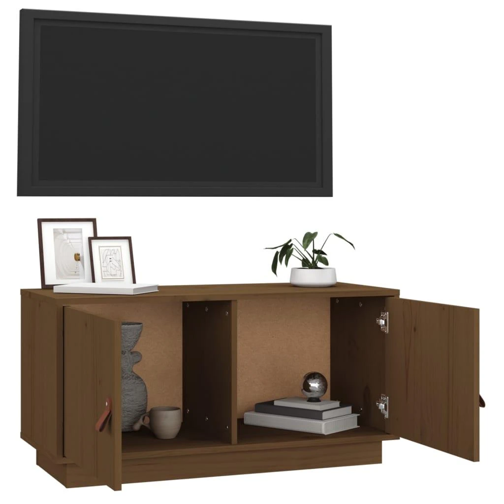 TV staliukas Televizoriaus spintelė, medaus ruda, 80x34x40cm, pušies masyvas