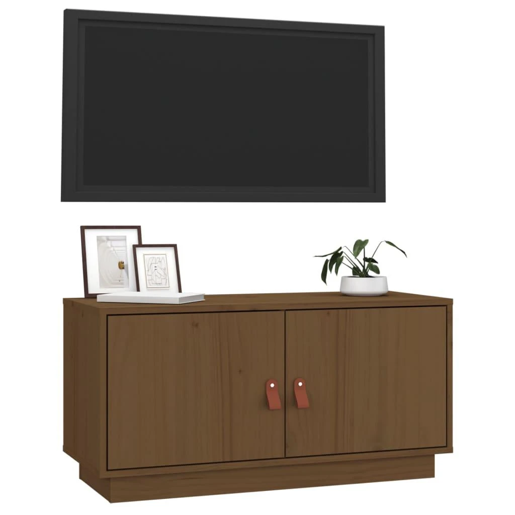 TV staliukas Televizoriaus spintelė, medaus ruda, 80x34x40cm, pušies masyvas