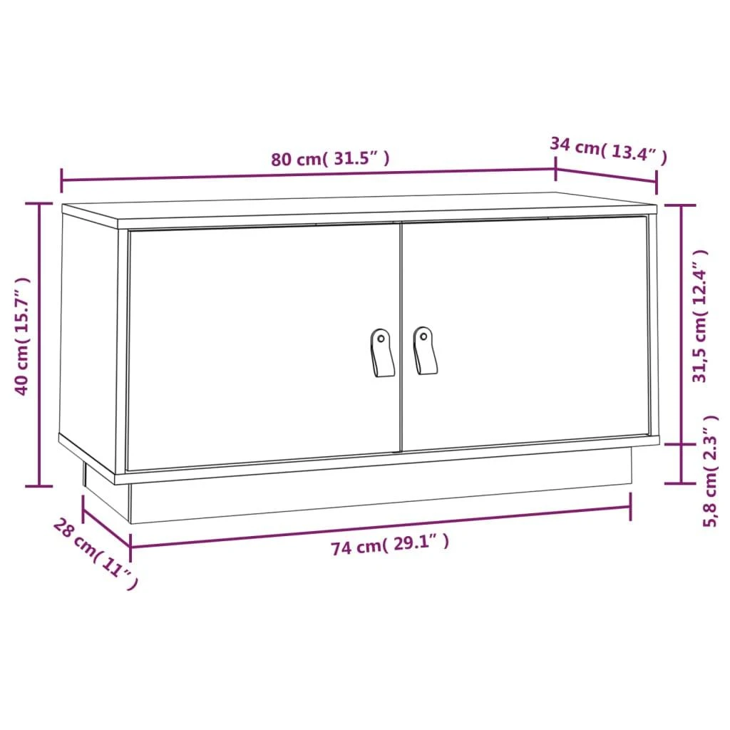 TV staliukas Televizoriaus spintelė, medaus ruda, 80x34x40cm, pušies masyvas