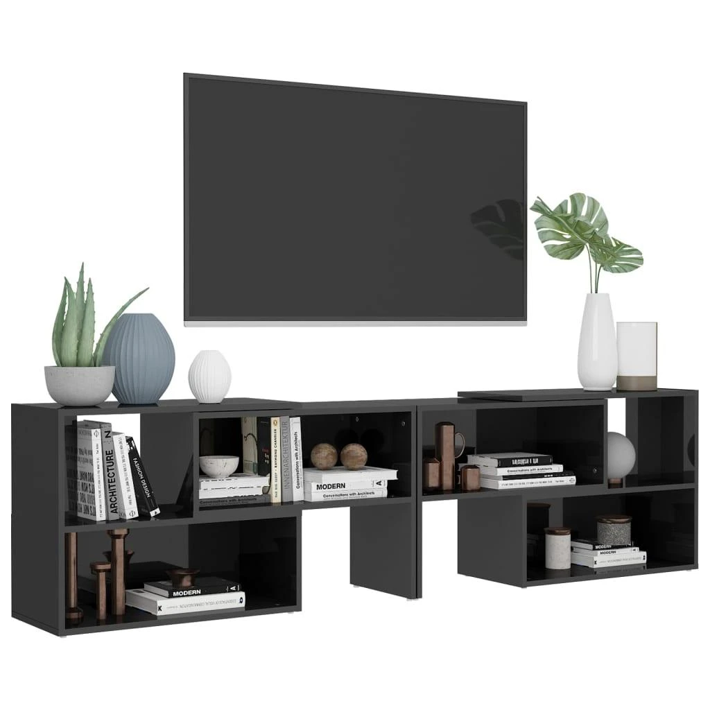 TV staliukas Televizoriaus spintelė, pilka, 149x30x52cm, apdirbta mediena
