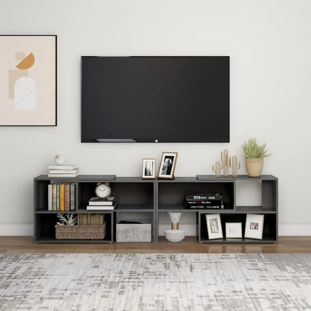 TV staliukas Televizoriaus spintelė, pilka, 149x30x52cm, apdirbta mediena
