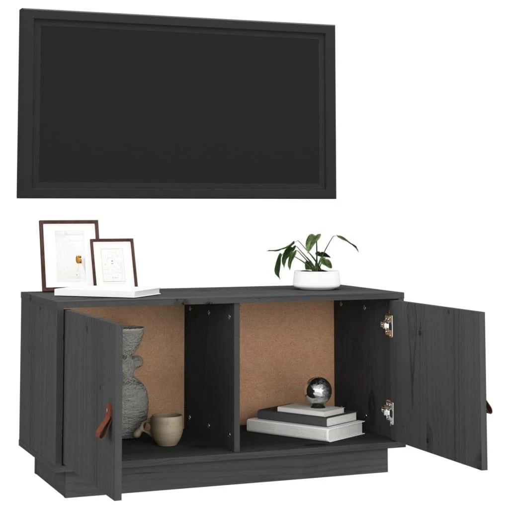 TV staliukas Televizoriaus spintelė, pilka, 80x34x40cm, pušies masyvas