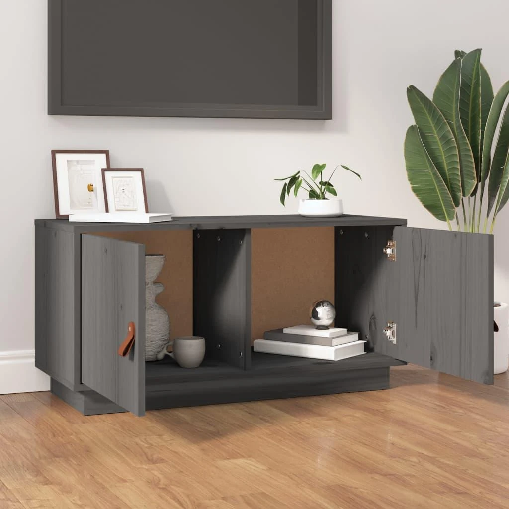 TV staliukas Televizoriaus spintelė, pilka, 80x34x40cm, pušies masyvas