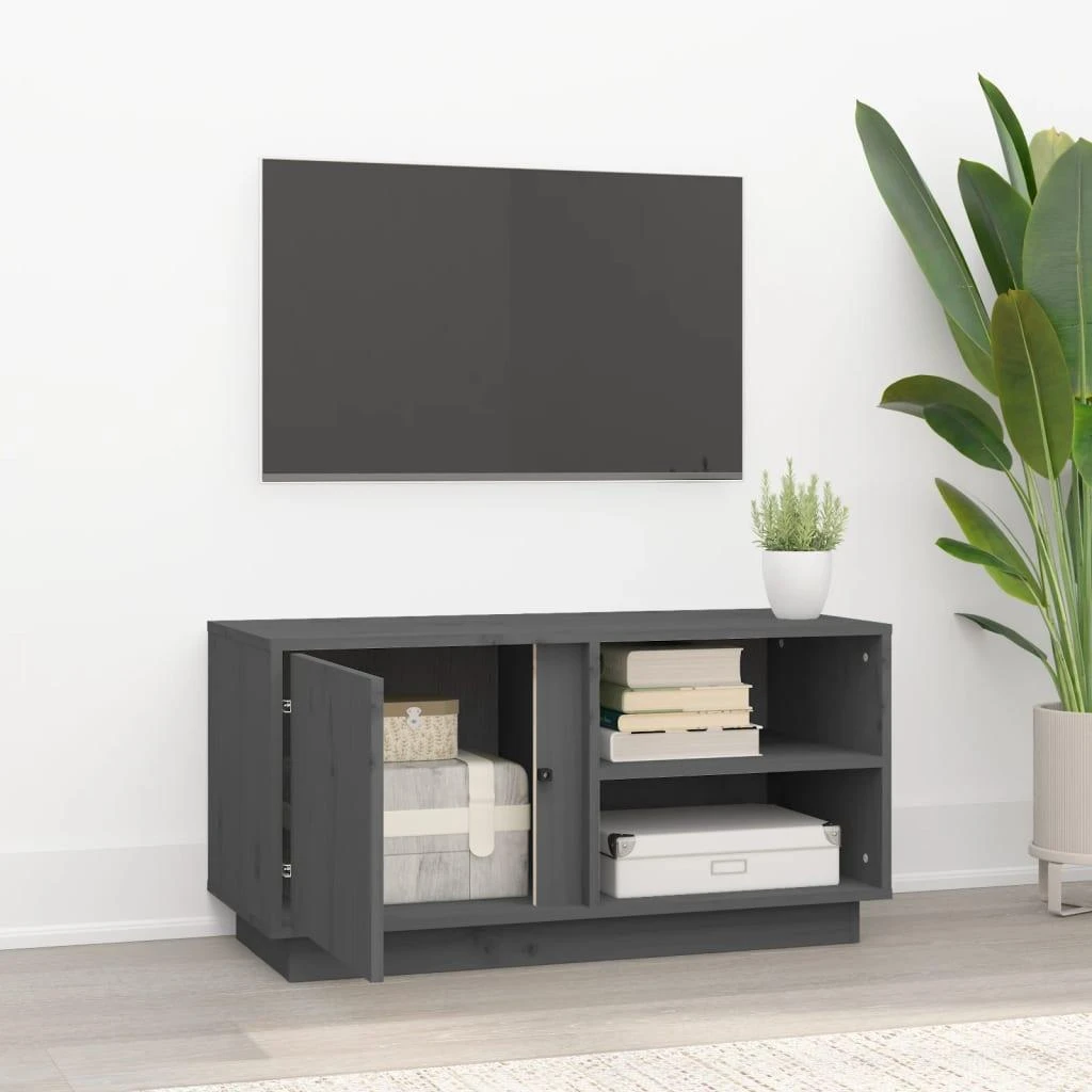 TV staliukas Televizoriaus spintelė, pilka, 80x35x40,5cm, pušies masyvas