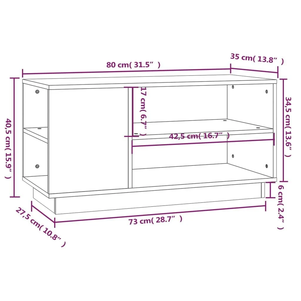 TV staliukas Televizoriaus spintelė, pilka, 80x35x40,5cm, pušies masyvas