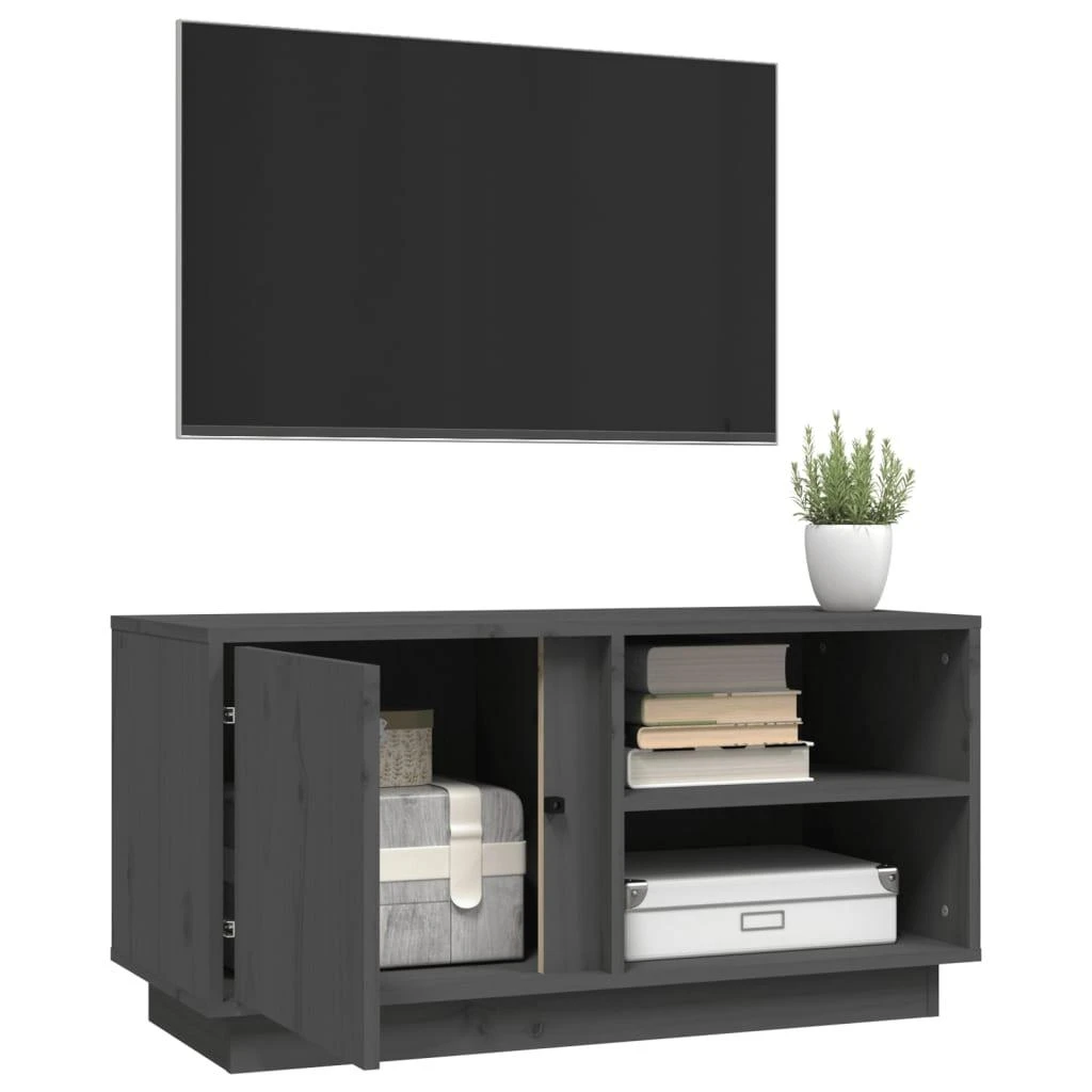 TV staliukas Televizoriaus spintelė, pilka, 80x35x40,5cm, pušies masyvas