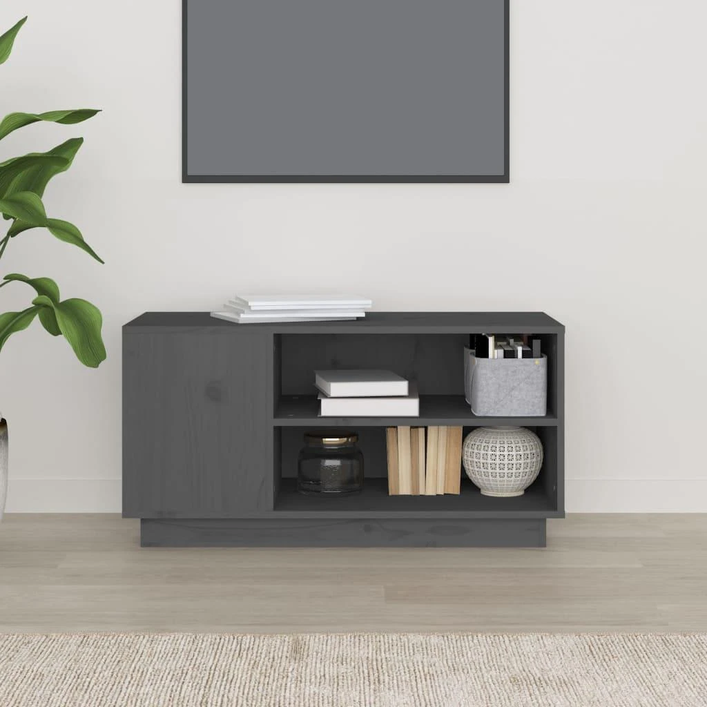 TV staliukas Televizoriaus spintelė, pilka, 80x35x40,5cm, pušies masyvas