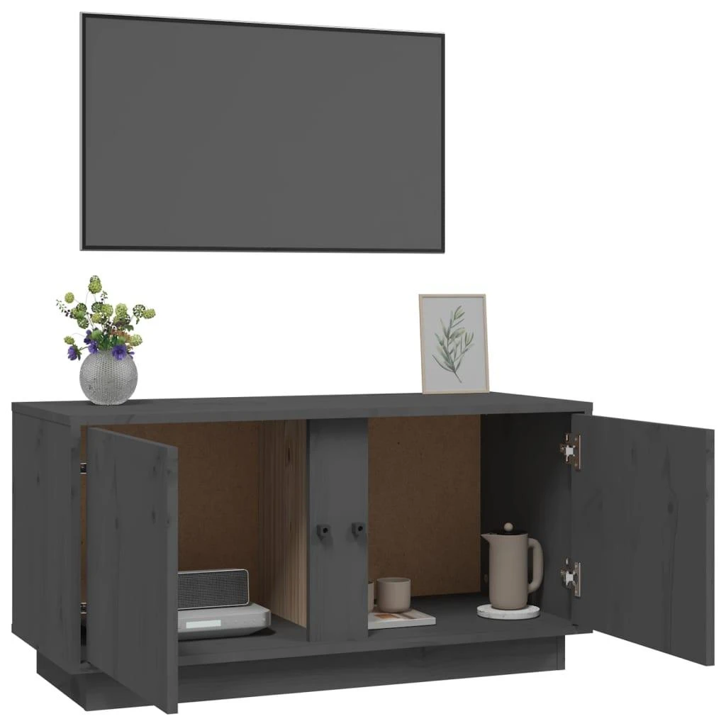 TV staliukas Televizoriaus spintelė, pilka, 80x35x40,5cm, pušies masyvas