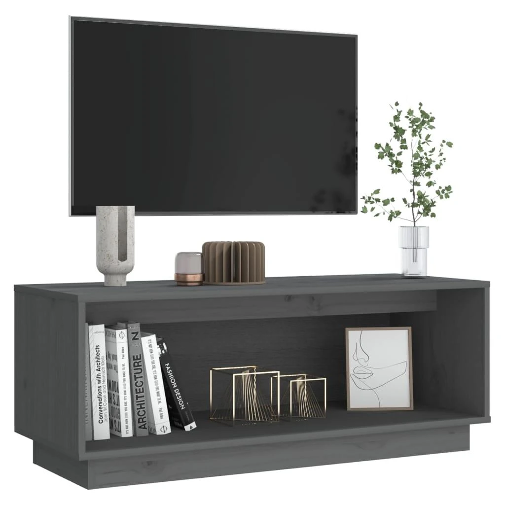 TV staliukas Televizoriaus spintelė, pilka, 90x35x35cm, pušies masyvas
