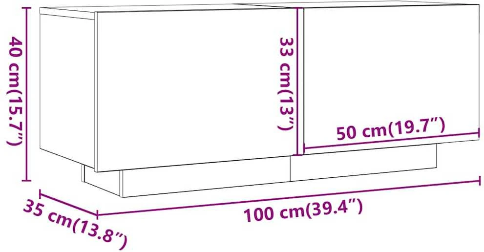 TV staliukas Televizoriaus spintelė, pilka ąžuolo, 100x35x40cm, mediena