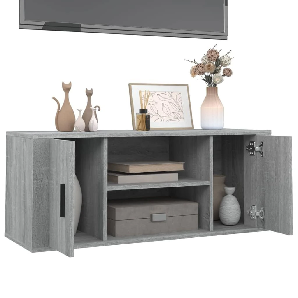 TV staliukas Televizoriaus spintelė, pilka ąžuolo, 100x35x40cm, mediena
