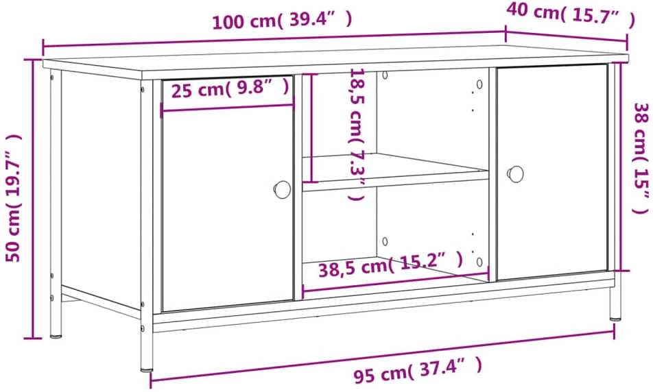 TV staliukas Televizoriaus spintelė, pilka ąžuolo, 100x40x50cm, mediena