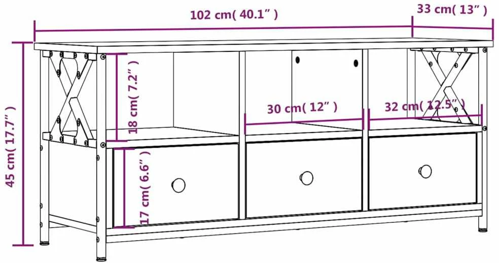 TV staliukas Televizoriaus spintelė, ruda, 102x33x45cm, mediena ir geležis