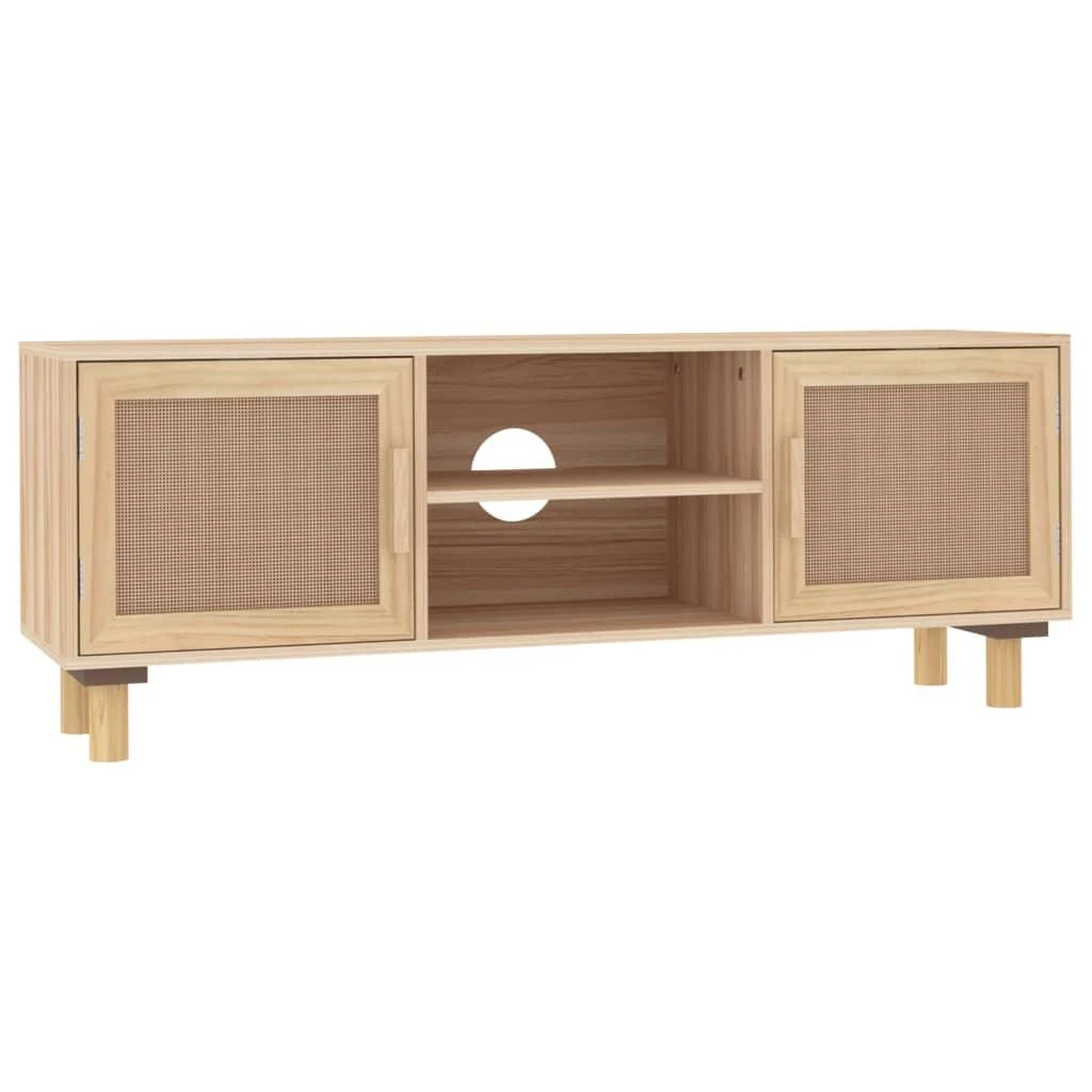 TV staliukas Televizoriaus spintelė, ruda, 105x30x40cm, pušis ir ratanas