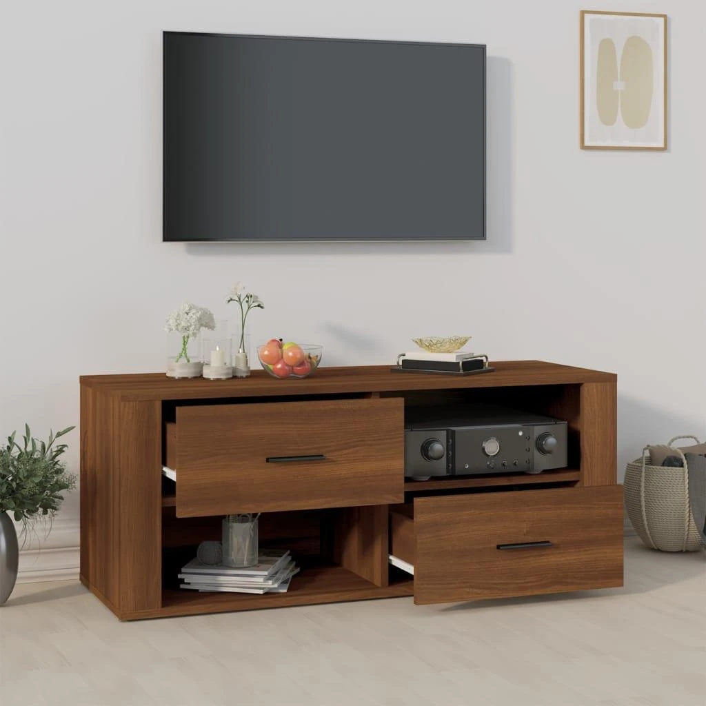 TV staliukas Televizoriaus spintelė, ruda ąžuolo, 100x35x40cm, mediena