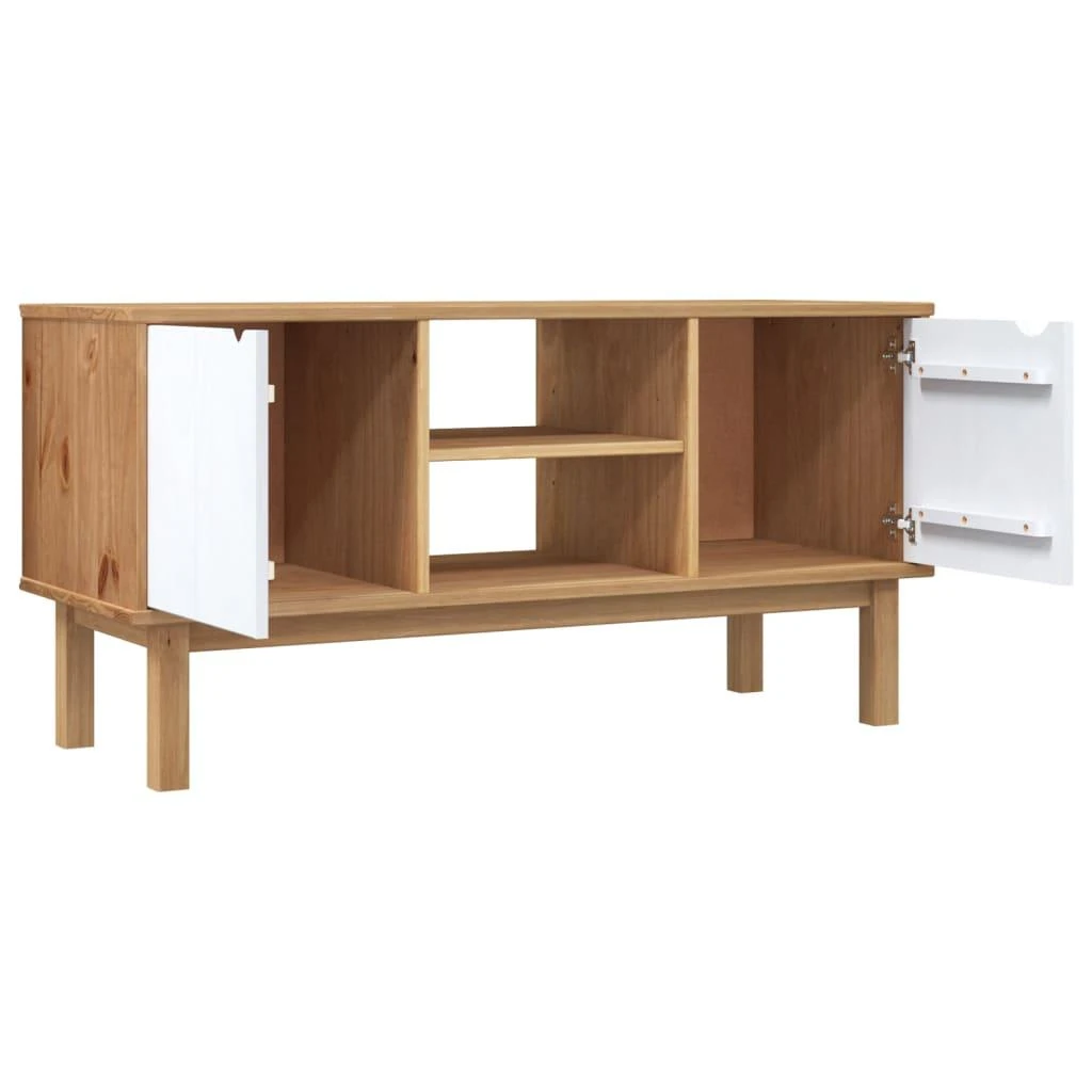 TV staliukas Televizoriaus spintelė OTTA, ruda/balta, 113,5x43x57cm, pušis