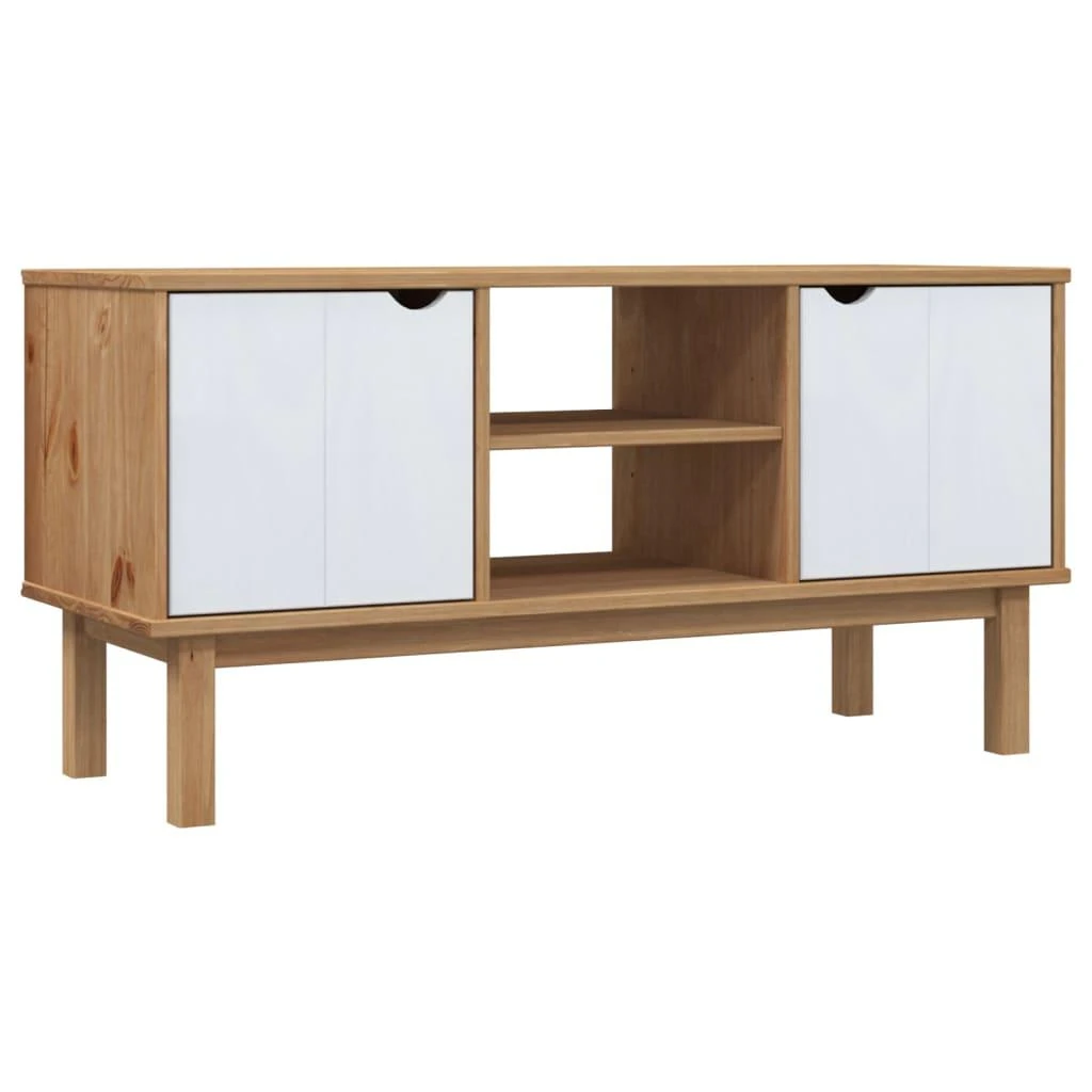 TV staliukas Televizoriaus spintelė OTTA, ruda/balta, 113,5x43x57cm, pušis