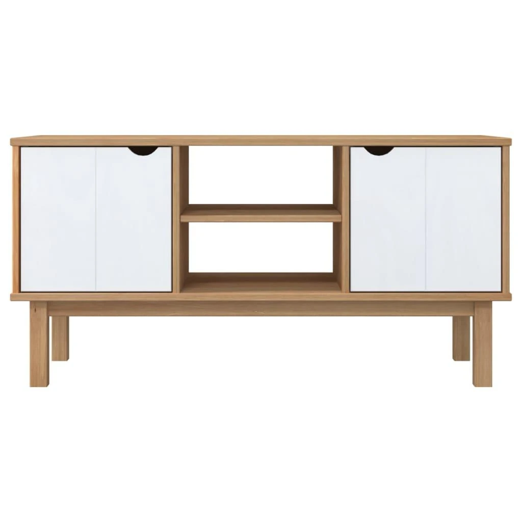 TV staliukas Televizoriaus spintelė OTTA, ruda/balta, 113,5x43x57cm, pušis