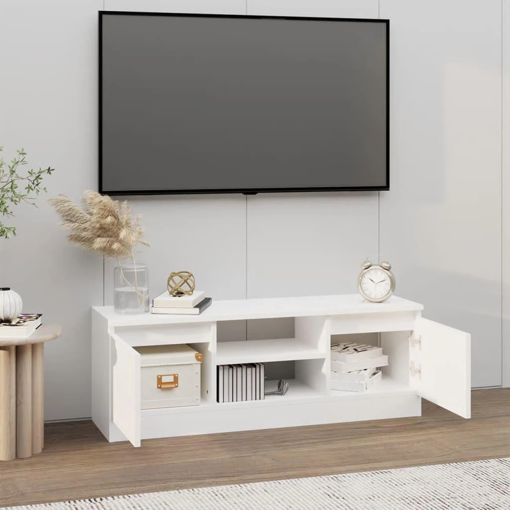 TV staliukas Televizoriaus spintelė su durelėmis, balta, 102x30x36cm