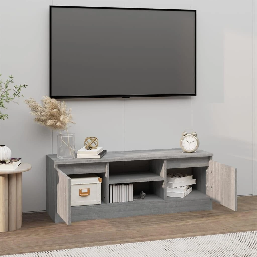 TV staliukas Televizoriaus spintelė su durelėmis, pilka ąžuolo, 102x30x36cm