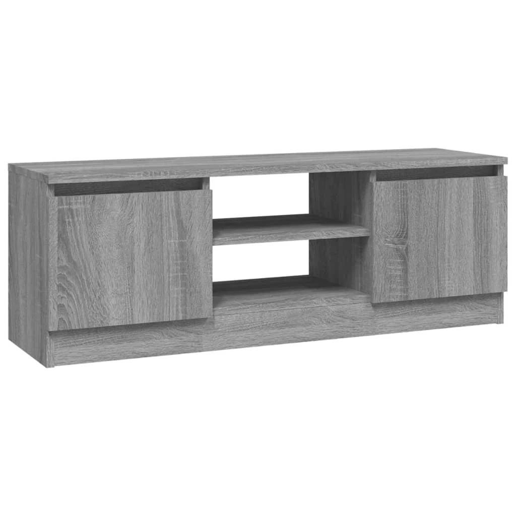 TV staliukas Televizoriaus spintelė su durelėmis, pilka ąžuolo, 102x30x36cm