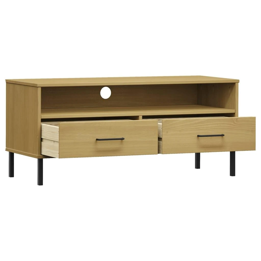 TV staliukas Televizoriaus spintelė su kojomis, ruda, pušies masyvas, OSLO