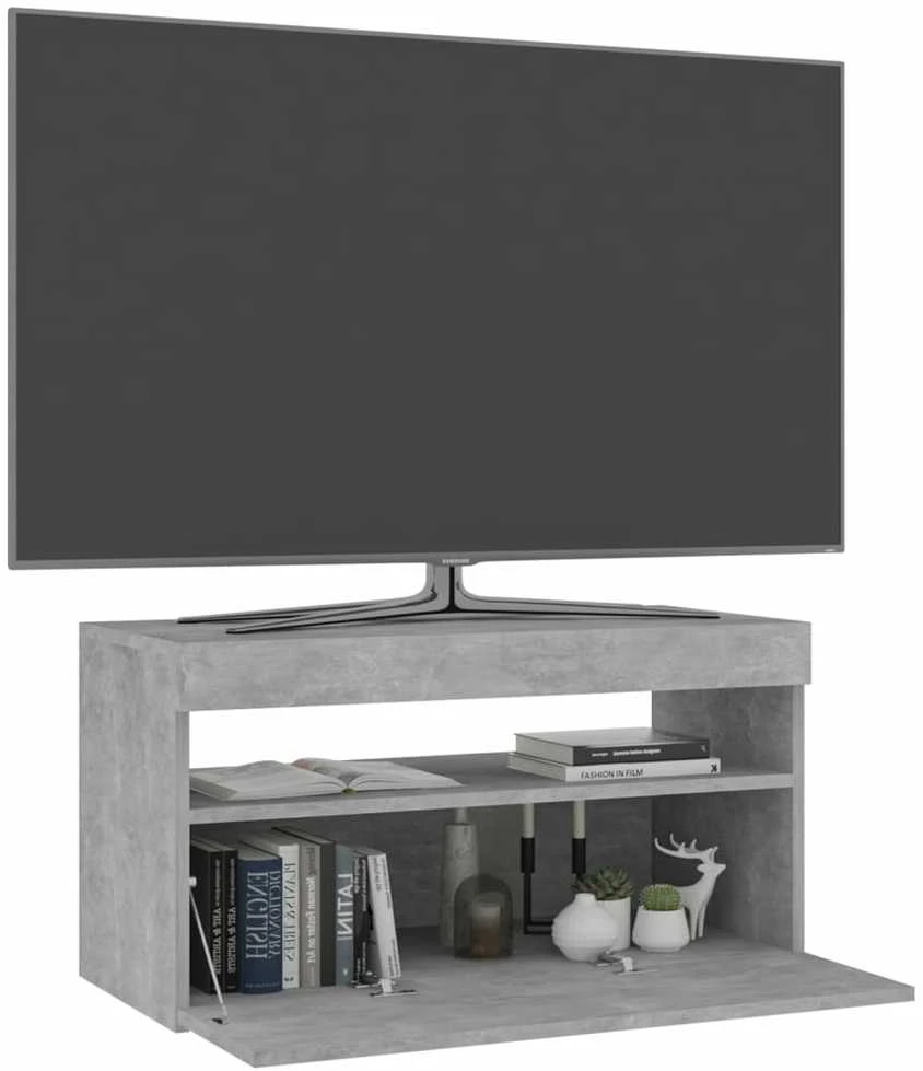 TV staliukas Televizoriaus spintelė su LED apšvietimu, betono, 75x35x40cm
