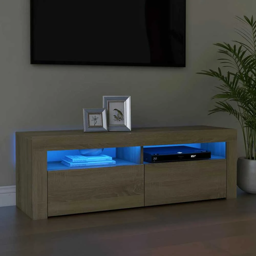TV staliukas Televizoriaus spintelė su LED apšvietimu, ąžuolo, 120x35x40cm
