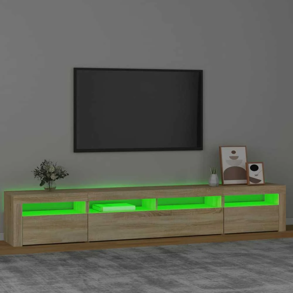 TV staliukas Televizoriaus spintelė su LED apšvietimu, ąžuolo, 240x35x40cm