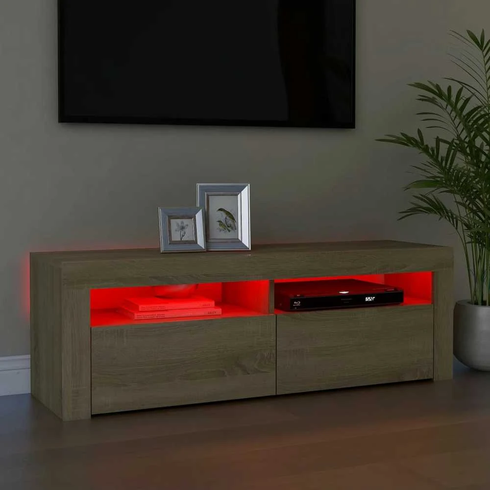 TV staliukas Televizoriaus spintelė su LED apšvietimu, ąžuolo, 120x35x40cm