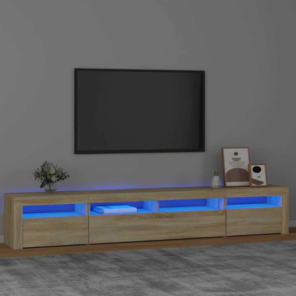TV staliukas Televizoriaus spintelė su LED apšvietimu, ąžuolo, 240x35x40cm