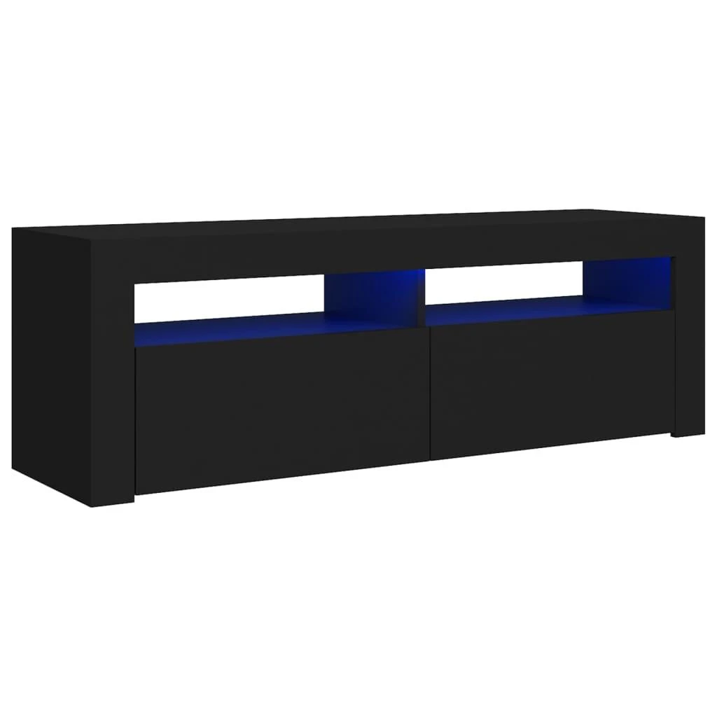 TV staliukas Televizoriaus spintelė su LED apšvietimu, juoda, 120x35x40cm