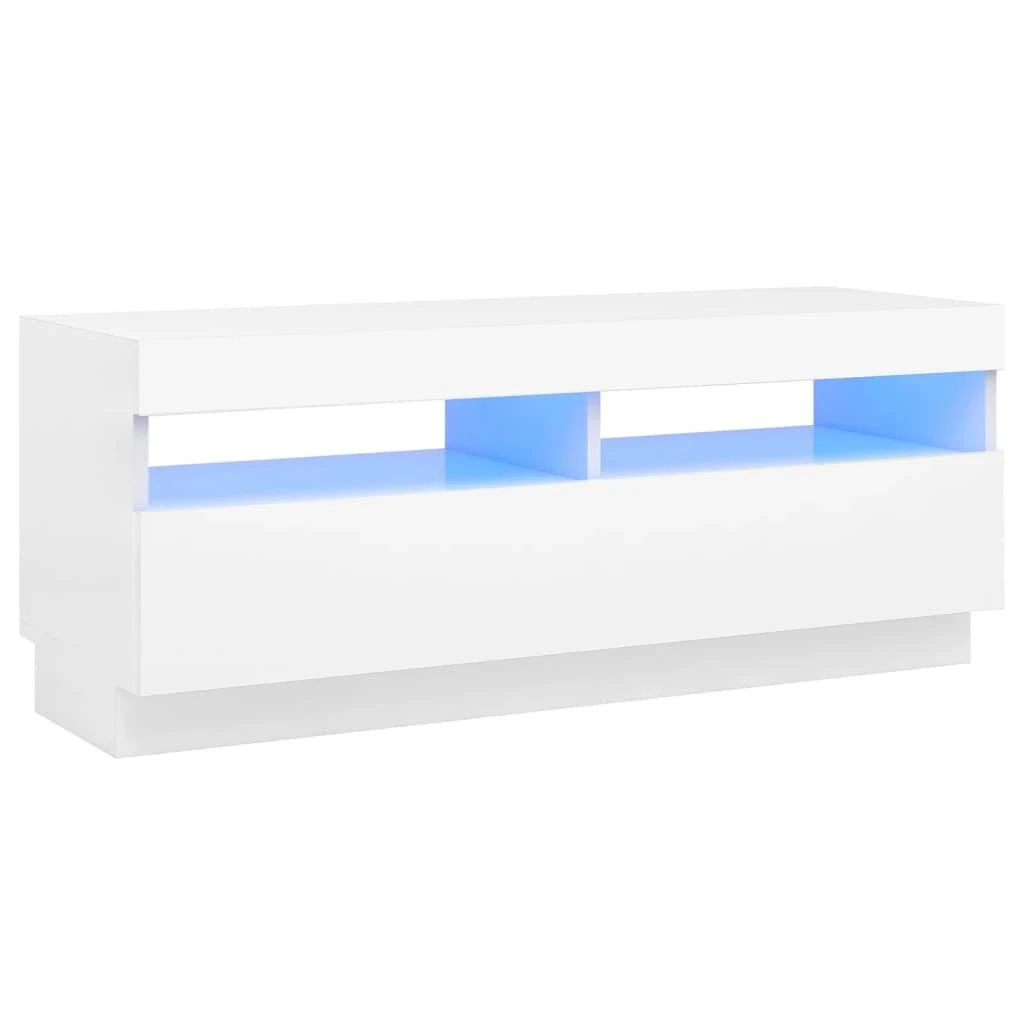 TV staliukas Televizoriaus spintelė su LED apšvietimu, balta, 100x35x40cm