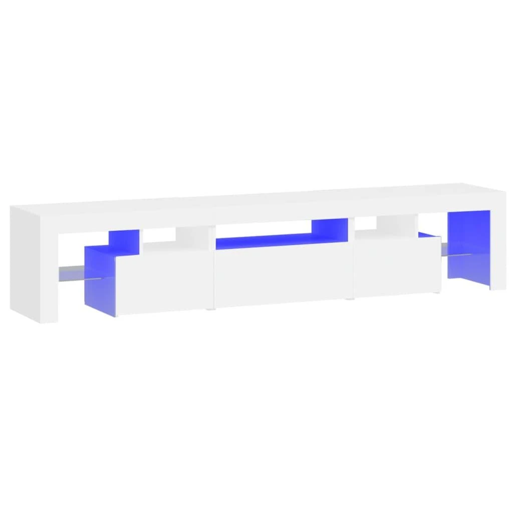 TV staliukas Televizoriaus spintelė su LED apšvietimu, balta, 200x36,5x40cm