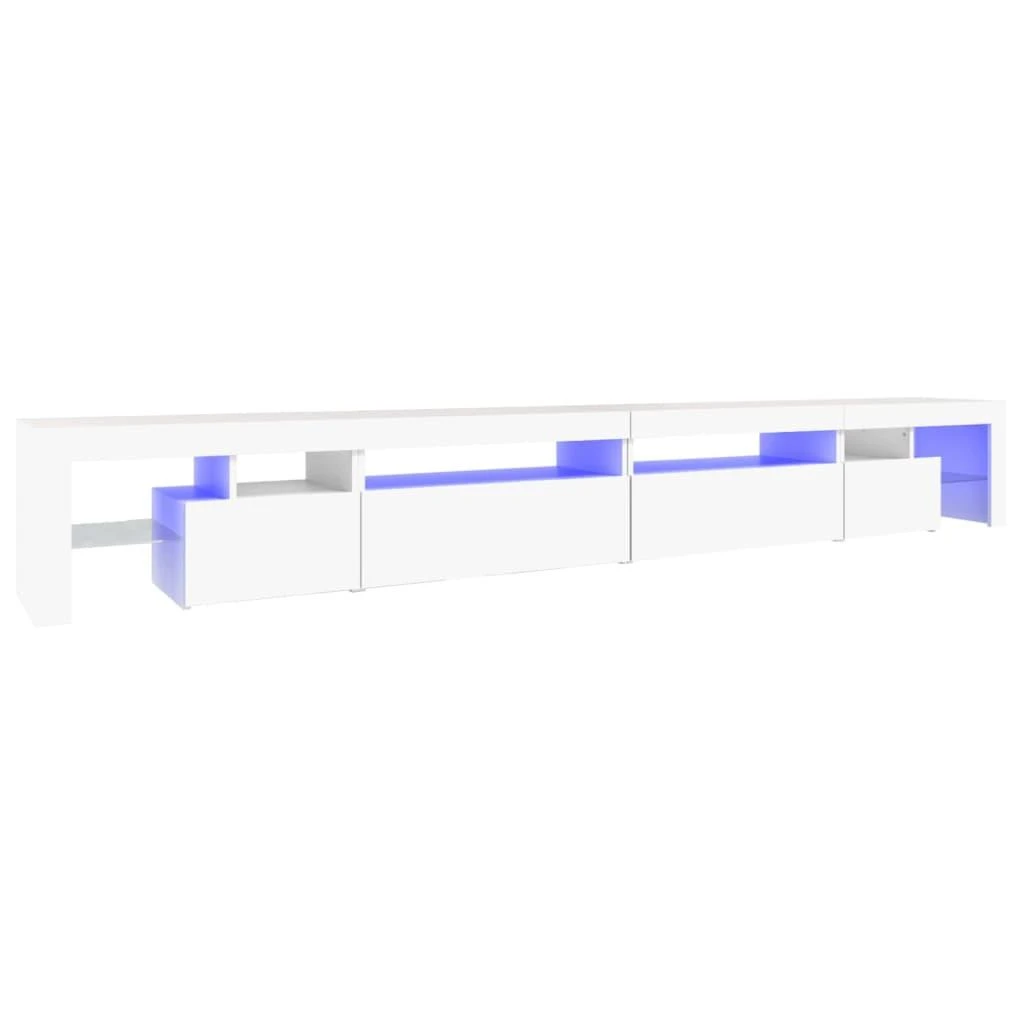 TV staliukas Televizoriaus spintelė su LED apšvietimu, balta, 290x36,5x40cm