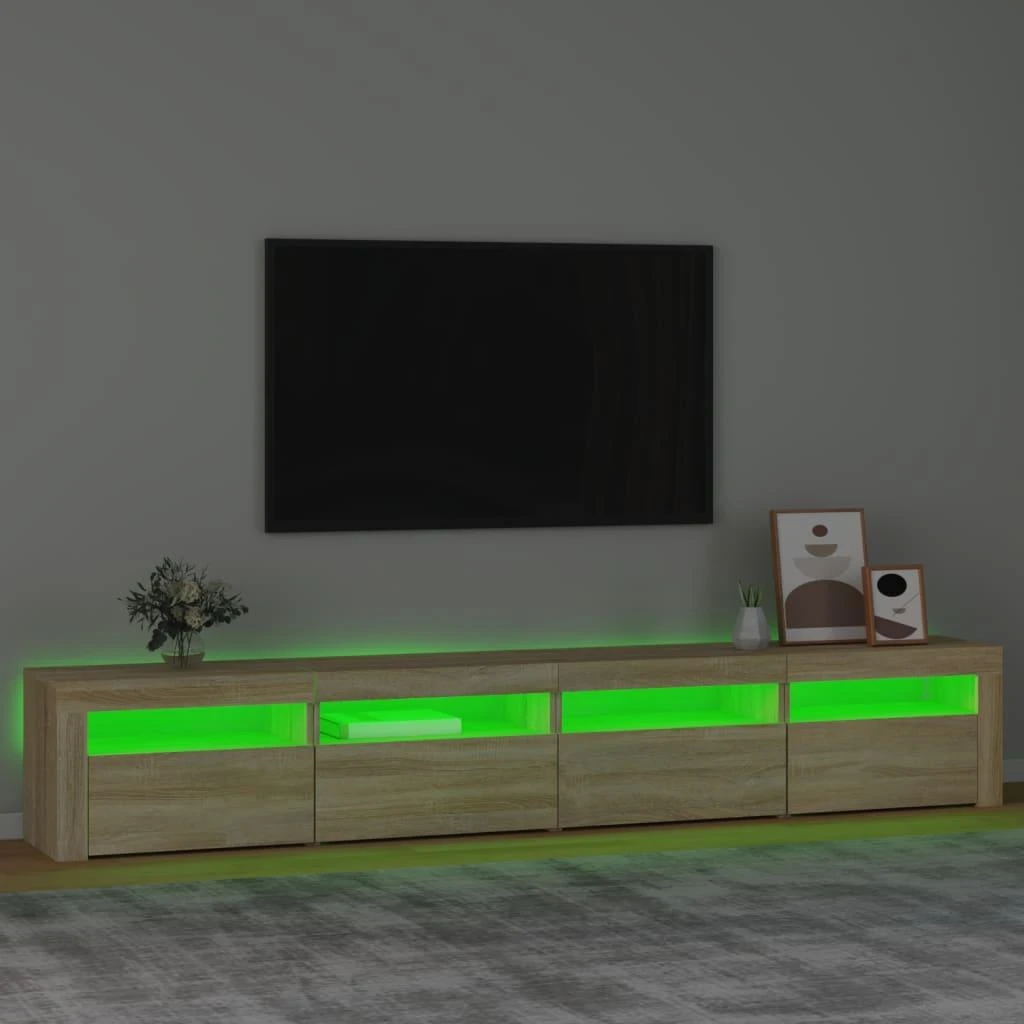 TV staliukas Televizoriaus spintelė su LED apšvietimu, ąžuolo, 240x35x40cm