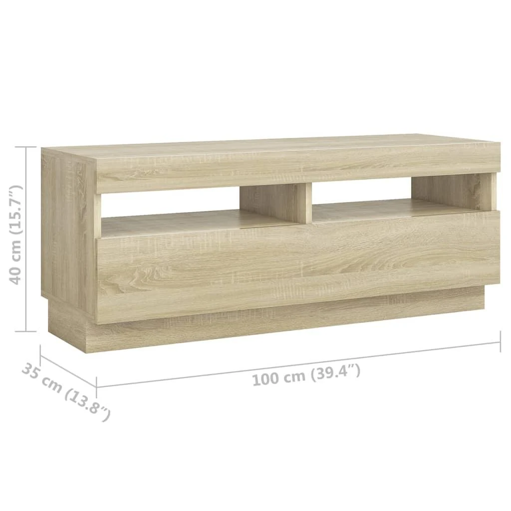 TV staliukas Televizoriaus spintelė su LED apšvietimu, ąžuolo, 300x35x40cm