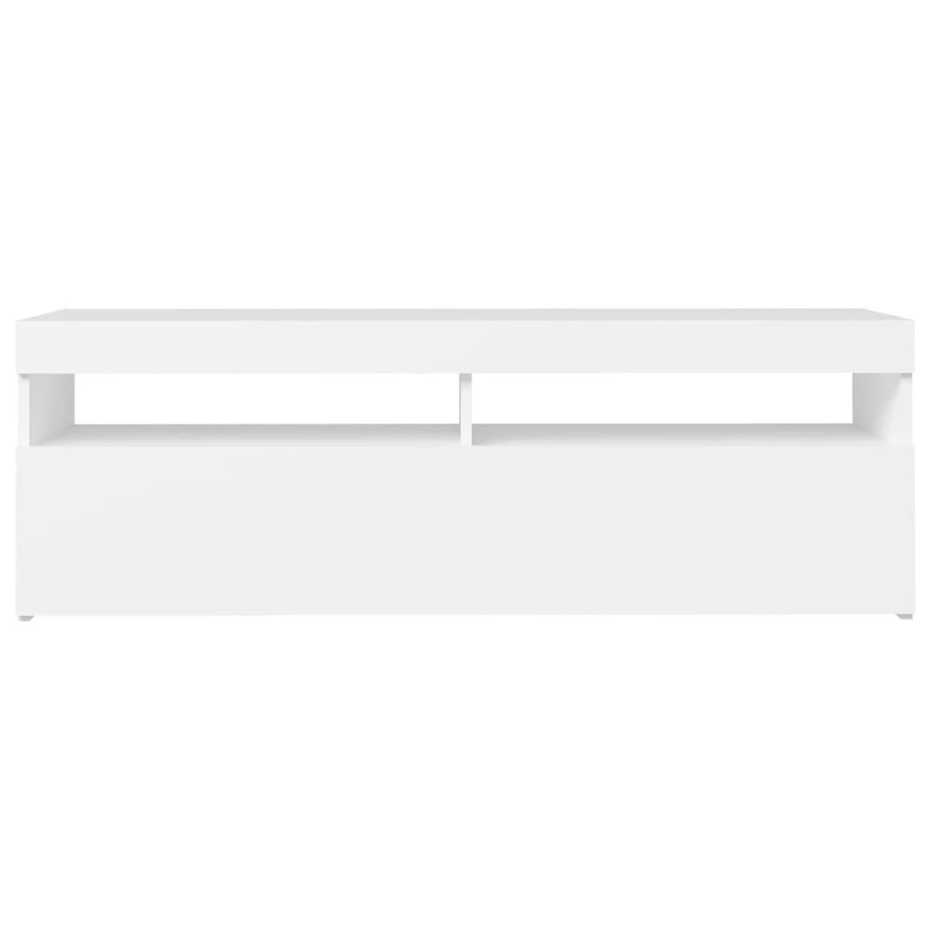 TV staliukas Televizoriaus spintelė su LED apšvietimu, balta, 120x35x40cm