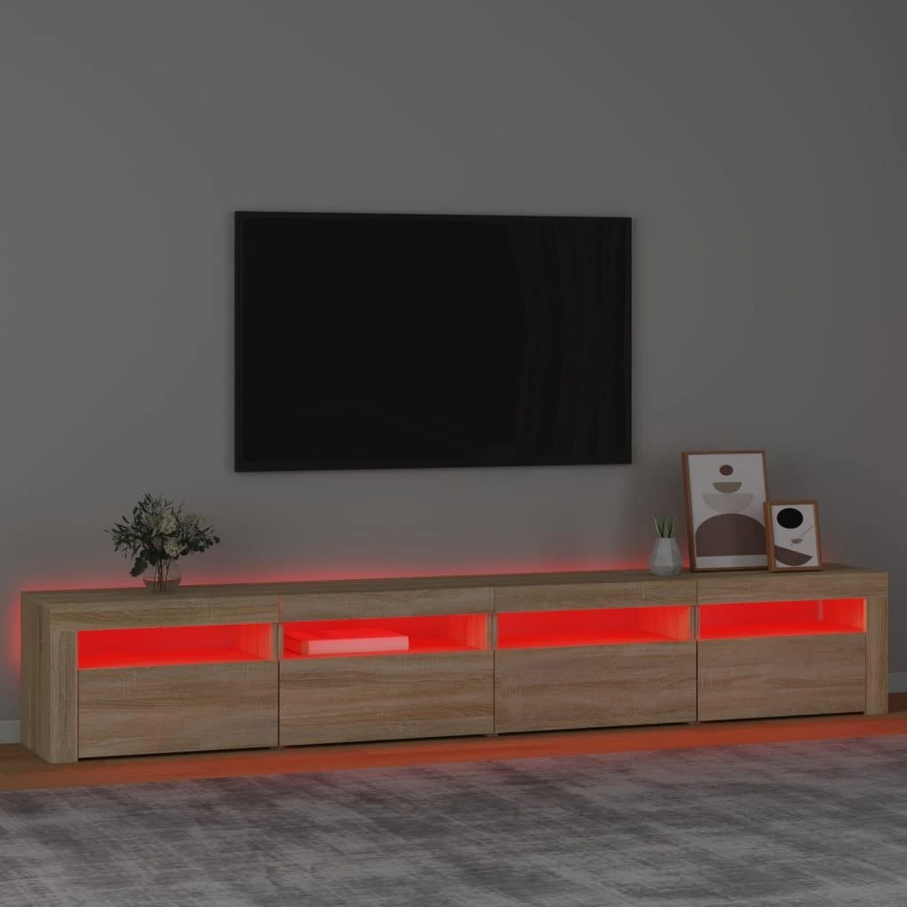 TV staliukas Televizoriaus spintelė su LED apšvietimu, ąžuolo, 240x35x40cm