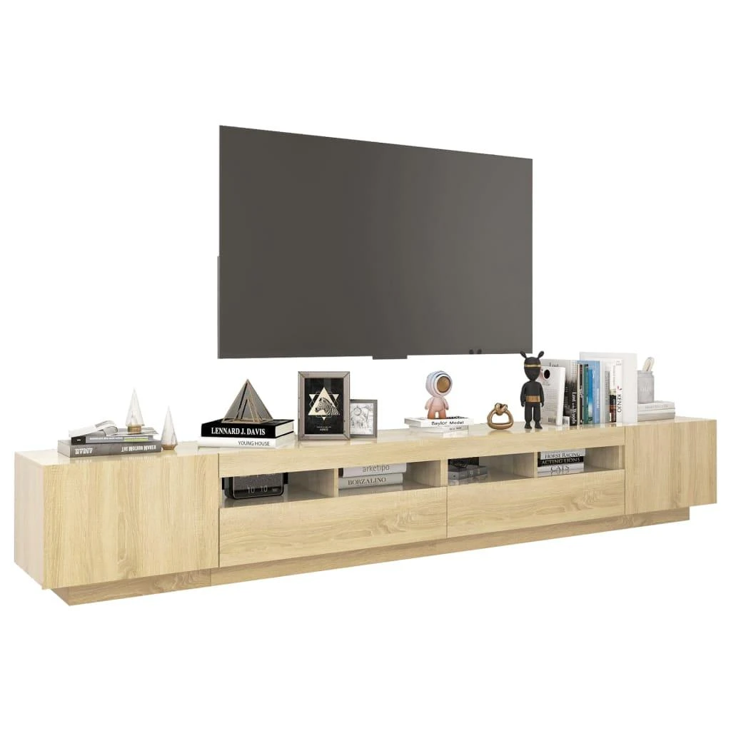 TV staliukas Televizoriaus spintelė su LED apšvietimu, ąžuolo, 260x35x40cm