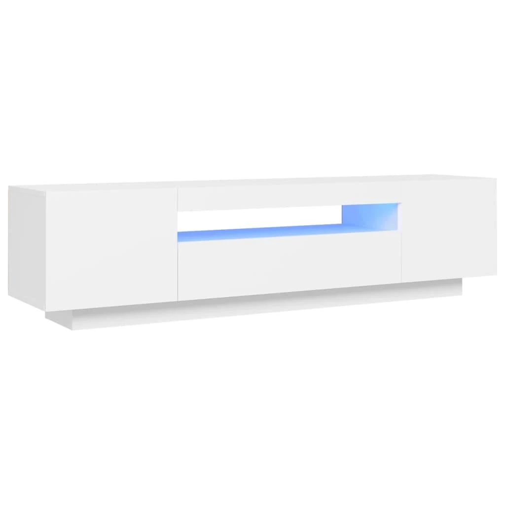 TV staliukas Televizoriaus spintelė su LED apšvietimu, balta, 160x35x40cm